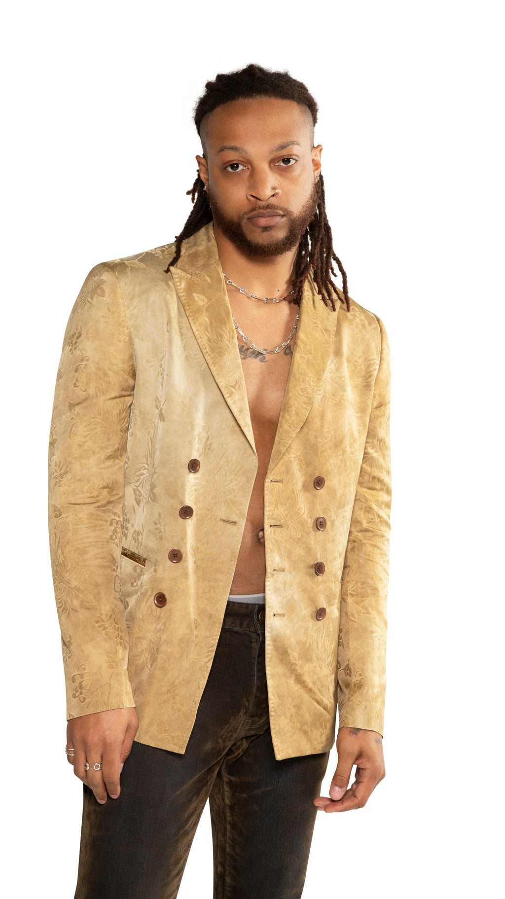 Peak Lapel Double Breasted 8 Button Soft Jacket