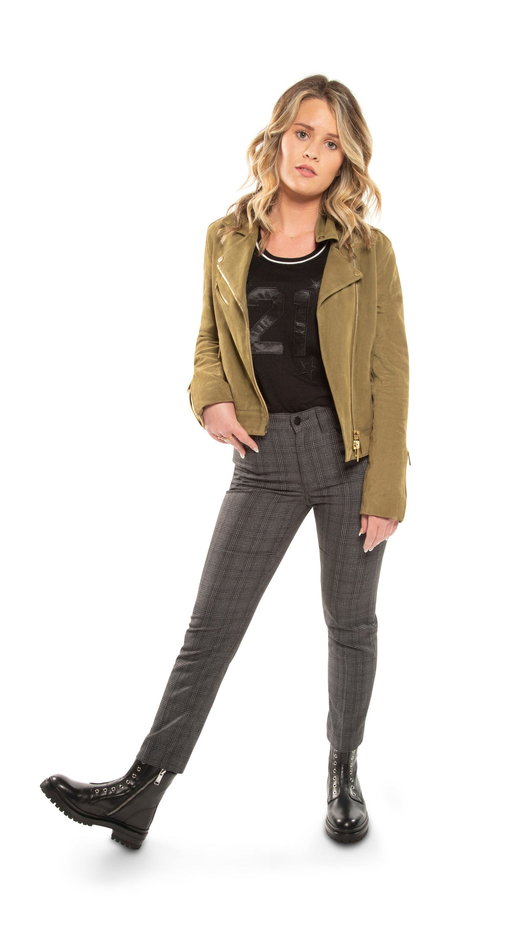Suede Cropped Biker Jacket