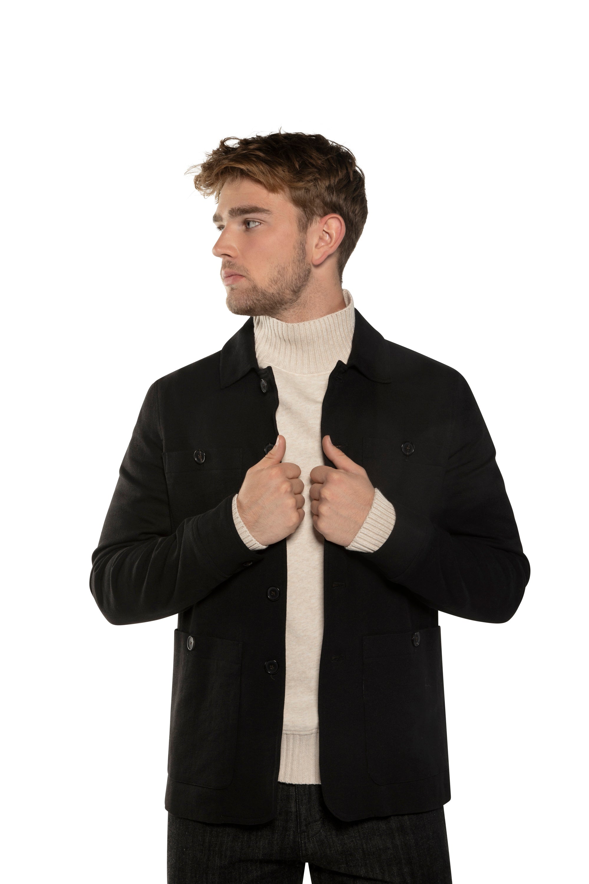Patch Pocket Task Jacket (Black)
