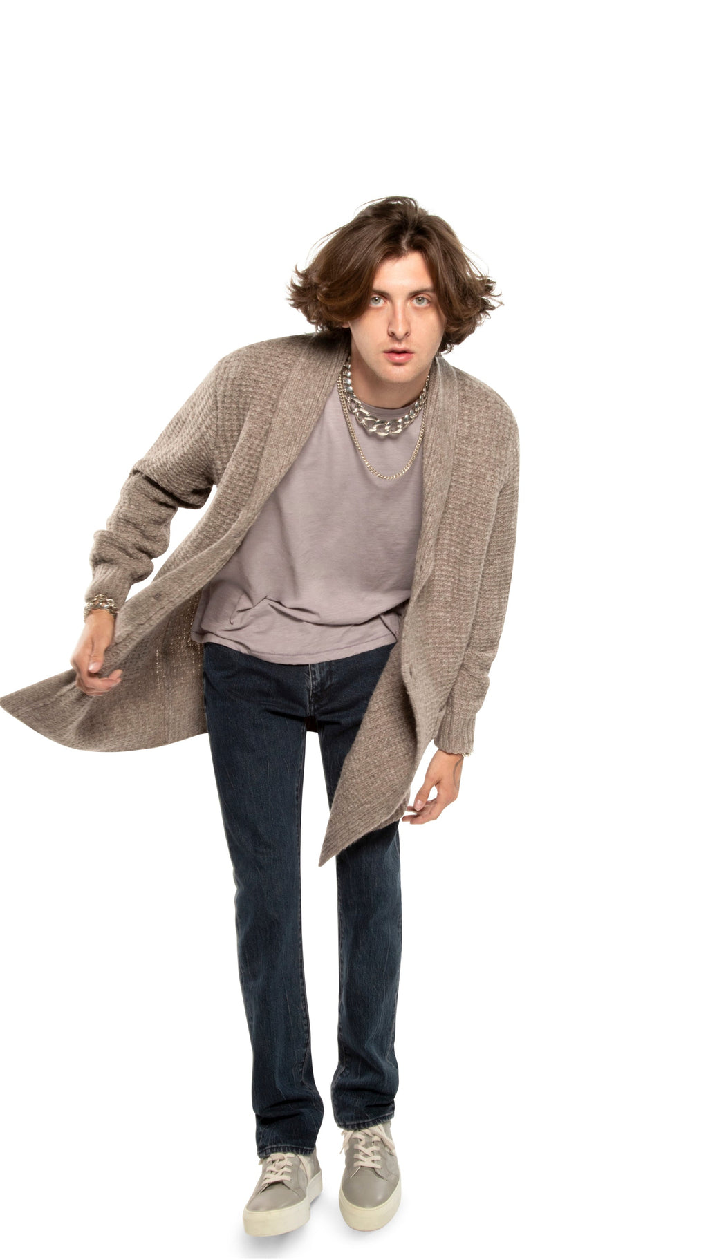 Long Fit Shawl Collar Cardigan Sweater