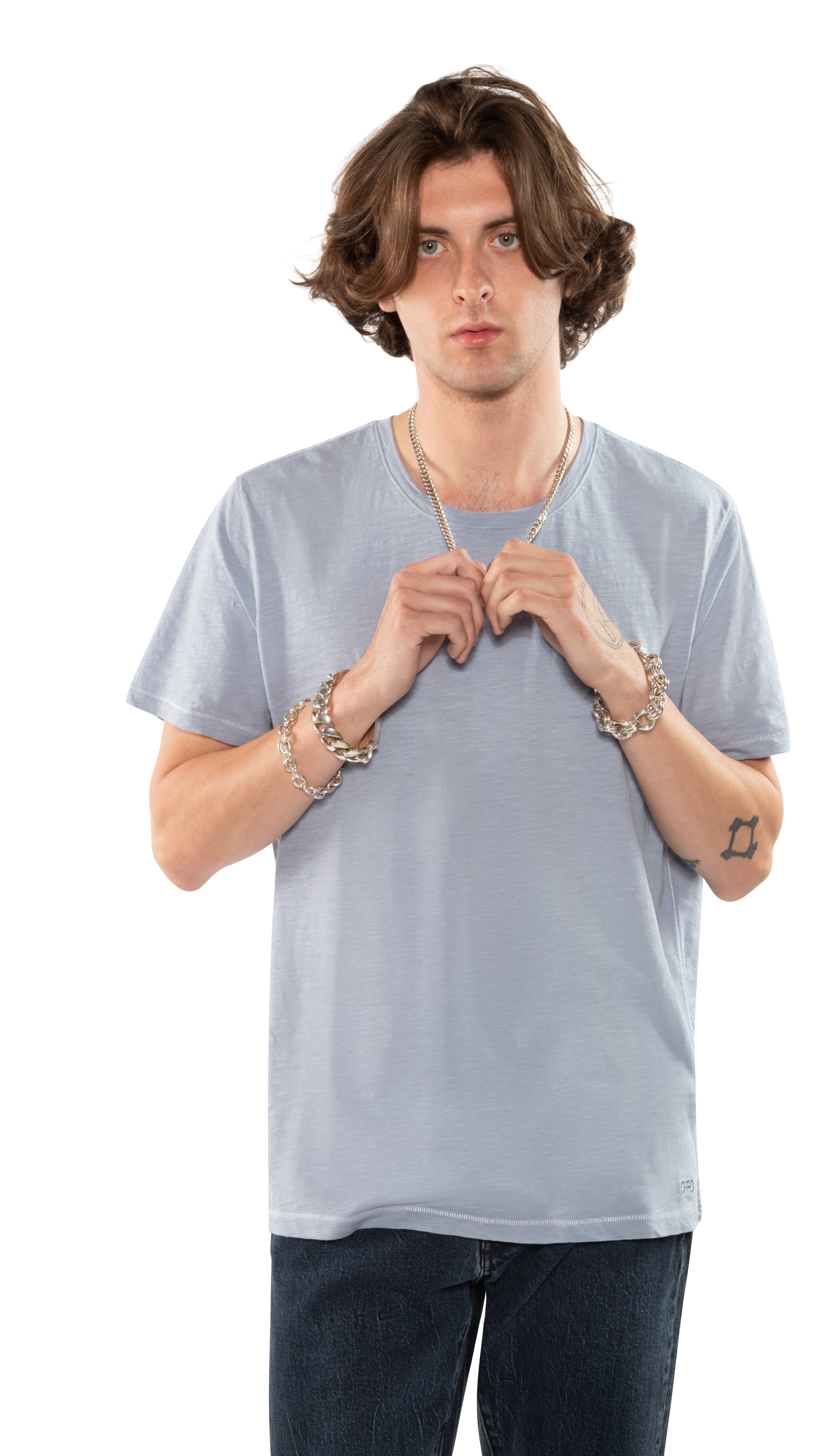 Short Sleeve Crewneck Knit Tee (Powder Blue)