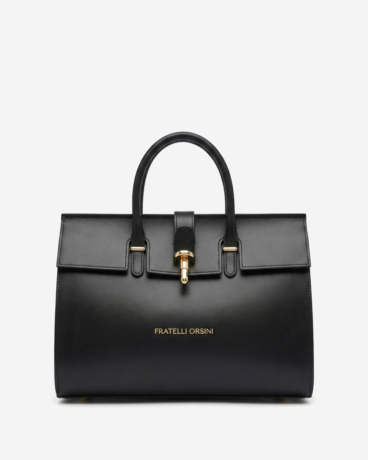 Oriana (black) - Italian calf leather women's handbag (with shoulder strap)