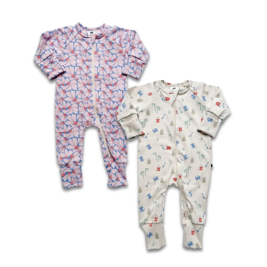 Bamboo Baby Zipper Footed Bodysuit | Saltwater Floral