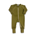 Bamboo Baby Zipper Footed Bodysuit | Olive