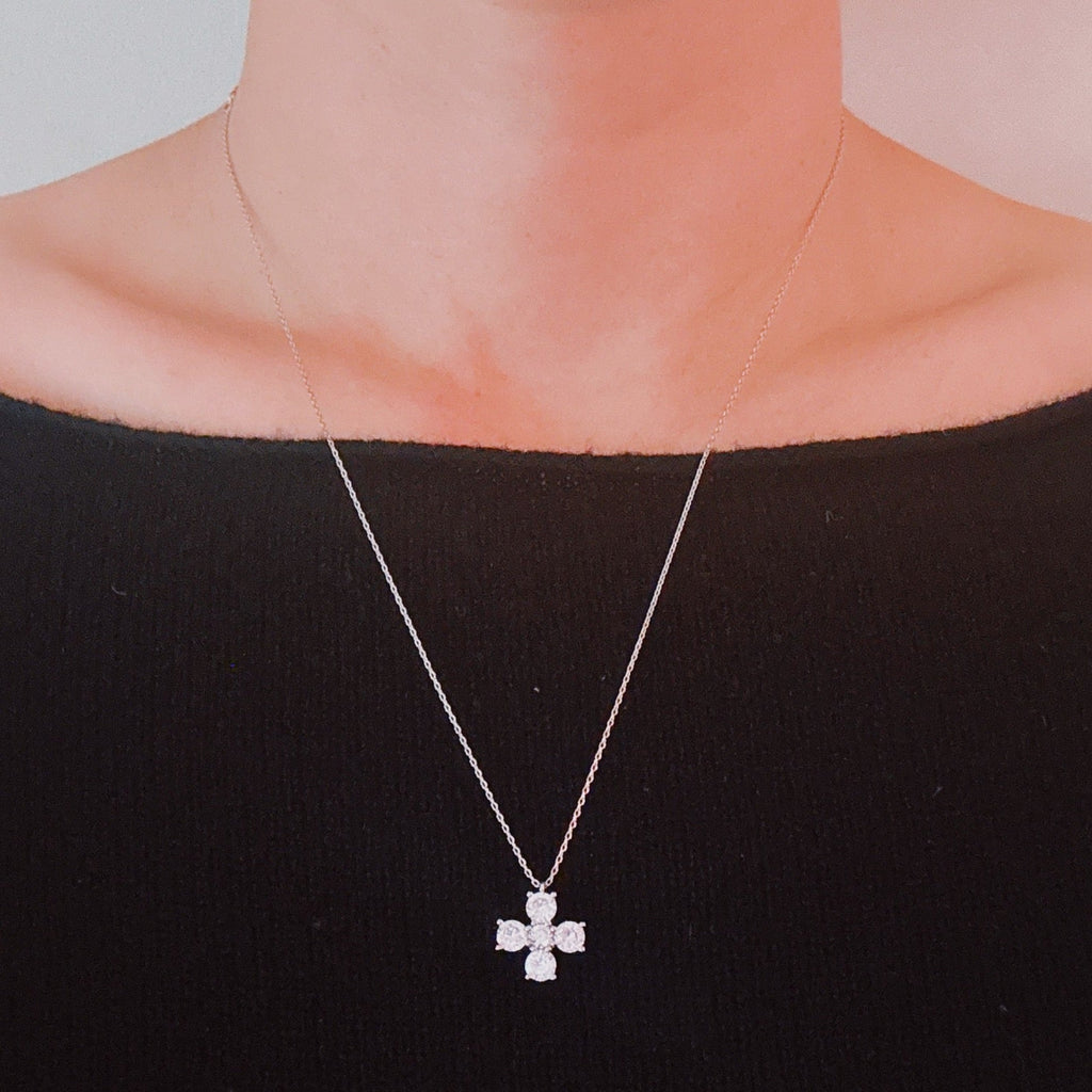 Radiant Sparkle Mini Cross Pendant Necklace