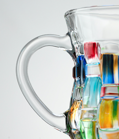 Retro Hand-Painted Colored Glass Cup with Handle & Saucer – Coffee & Tea Mug
