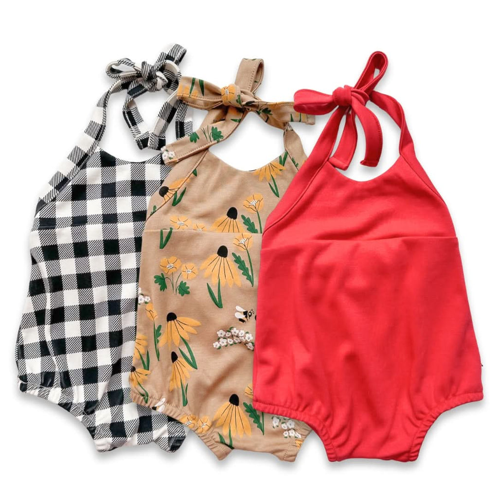 Baby/Kids' Bamboo Halter Romper | Bison Plaid