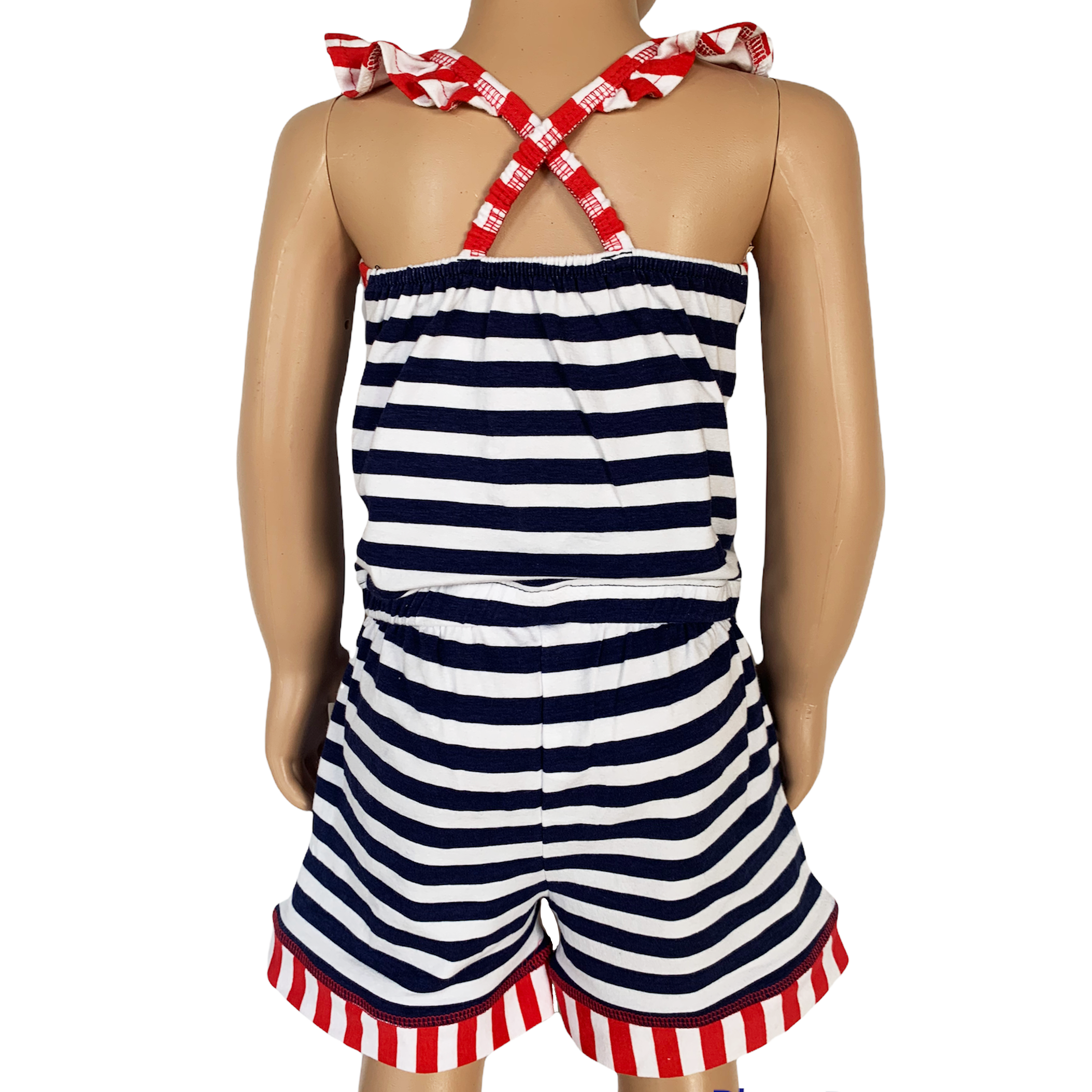 AnnLoren Girls Anchors Away Nautical Jumpsuit Summer Romper