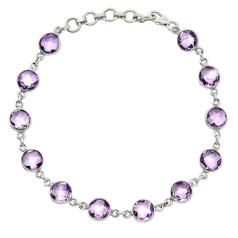 Amethyst Checker Briolette - Brazil Bracelet B-1001 SDB5023