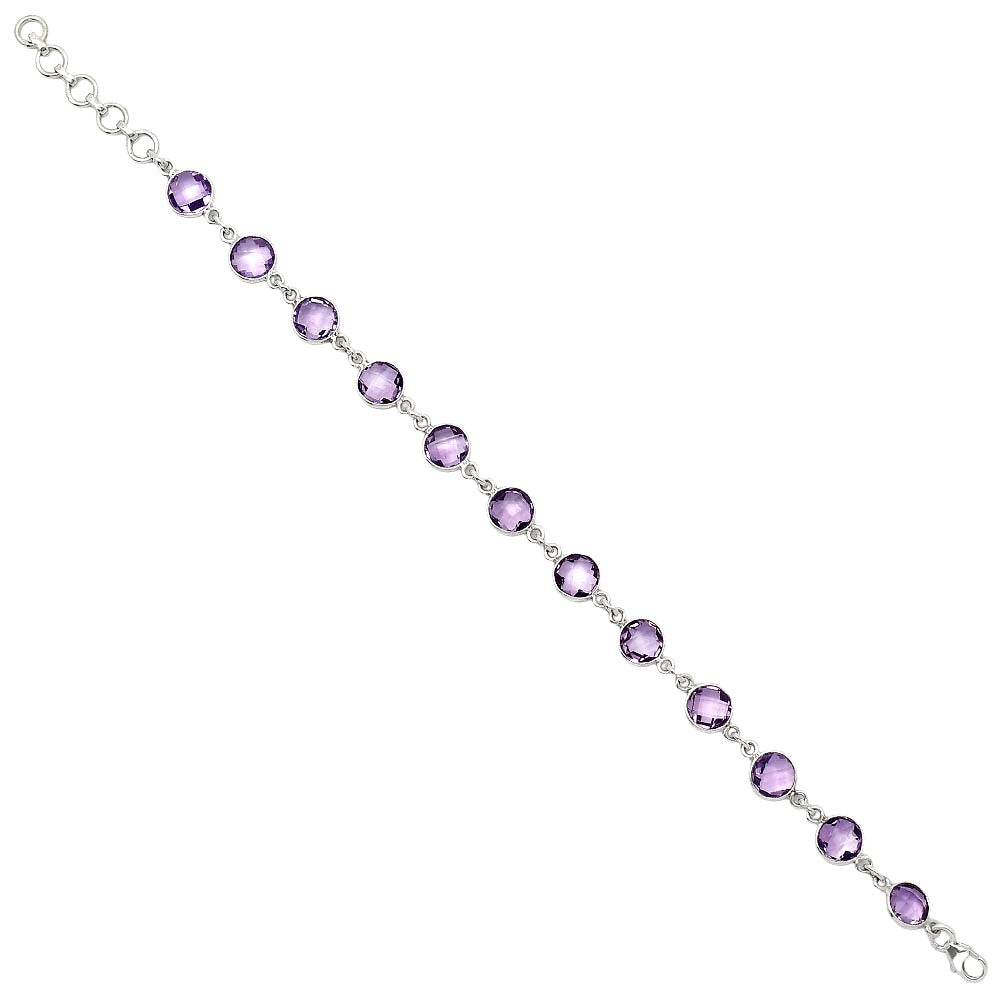 Amethyst Checker Briolette - Brazil Bracelet B-1001 SDB5023