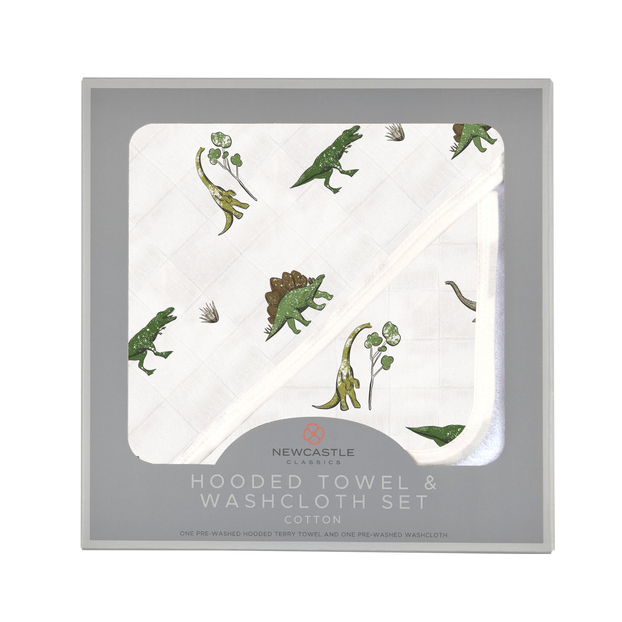 Dino Days Cotton Hooded Towel and Washcloth Set