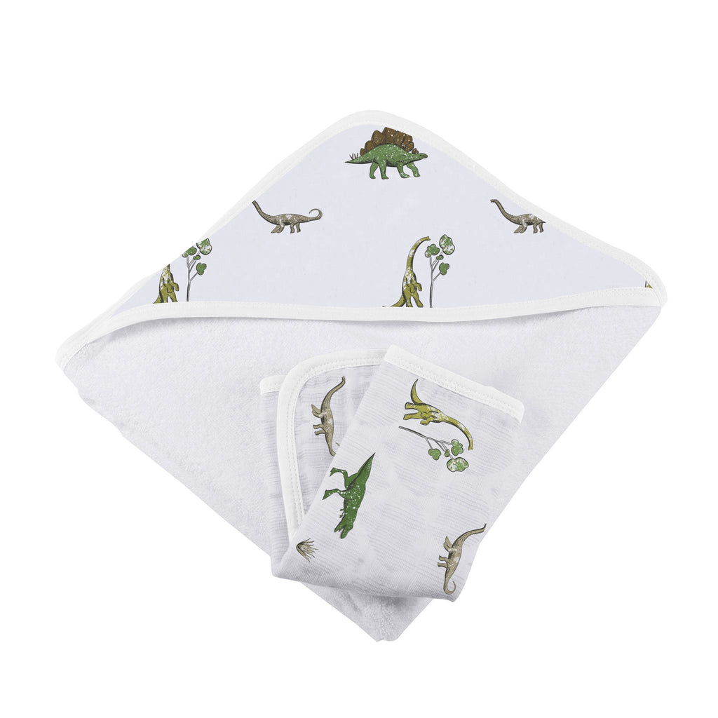 Dino Days Cotton Hooded Towel and Washcloth Set
