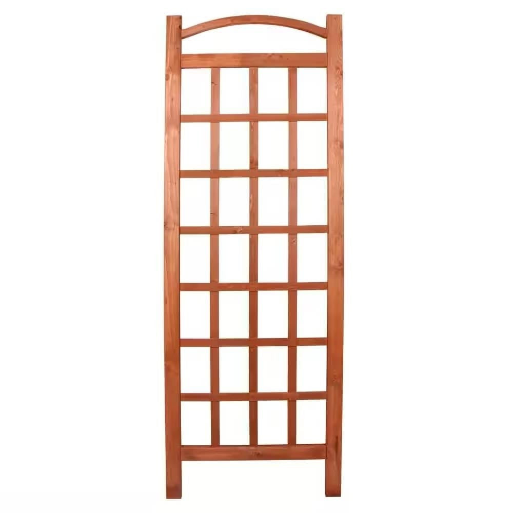 72-inch Outdoor Solid Wooden Classic Grid Garden Trellis in Brown Wood Finish