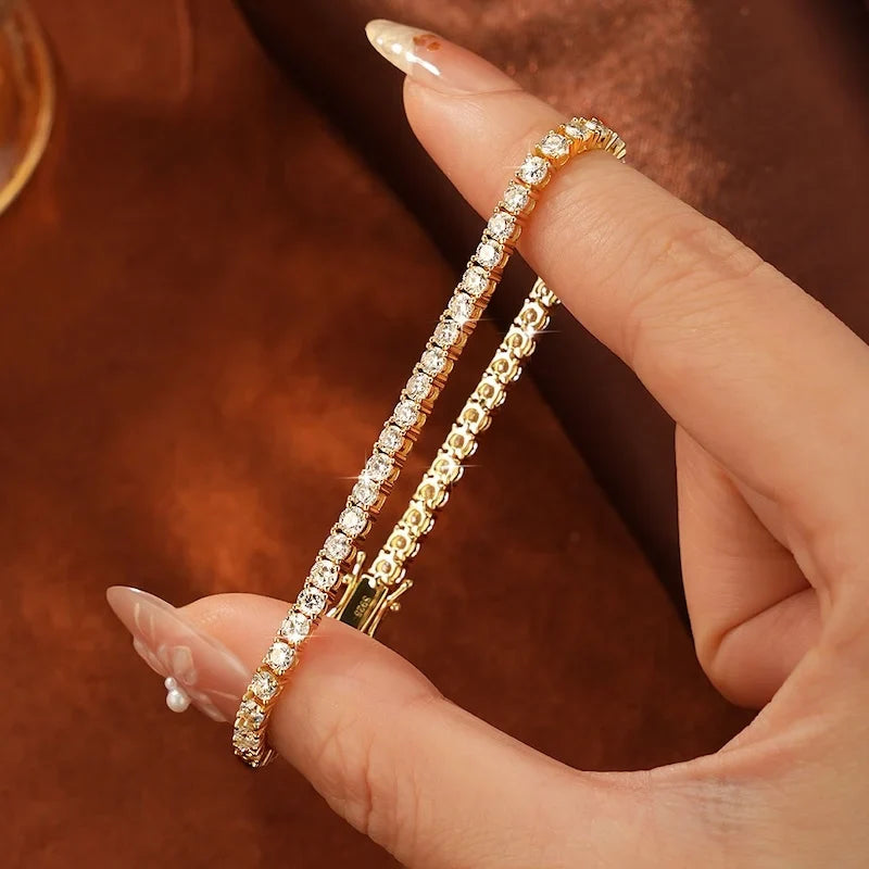 3mm D Color Moissanite Tennis Bracelet – Elegant Women's Fine Jewelry Bracelet (16cm)