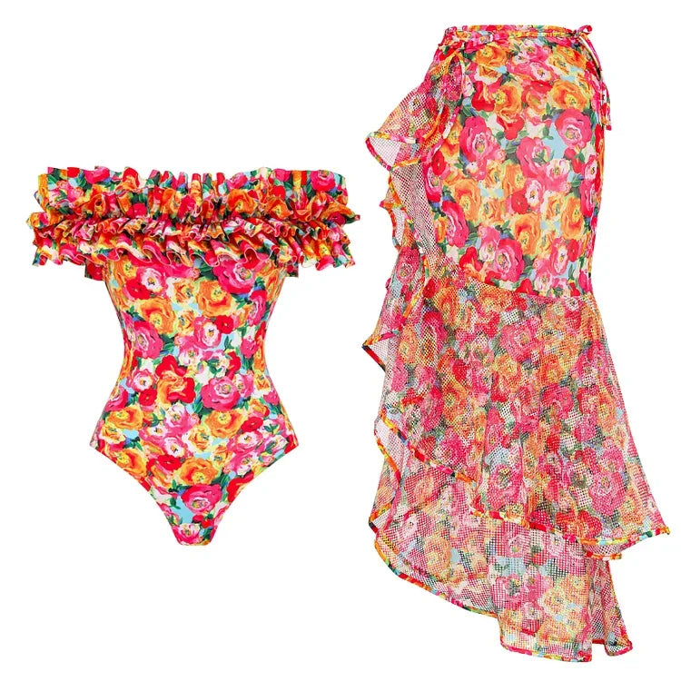 Spirited Ruffle Floral One-Piece Swimsuit