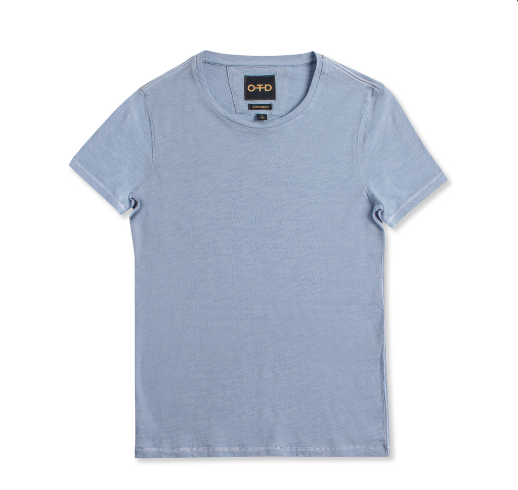 Short Sleeve Crewneck Knit Tee (Powder Blue)