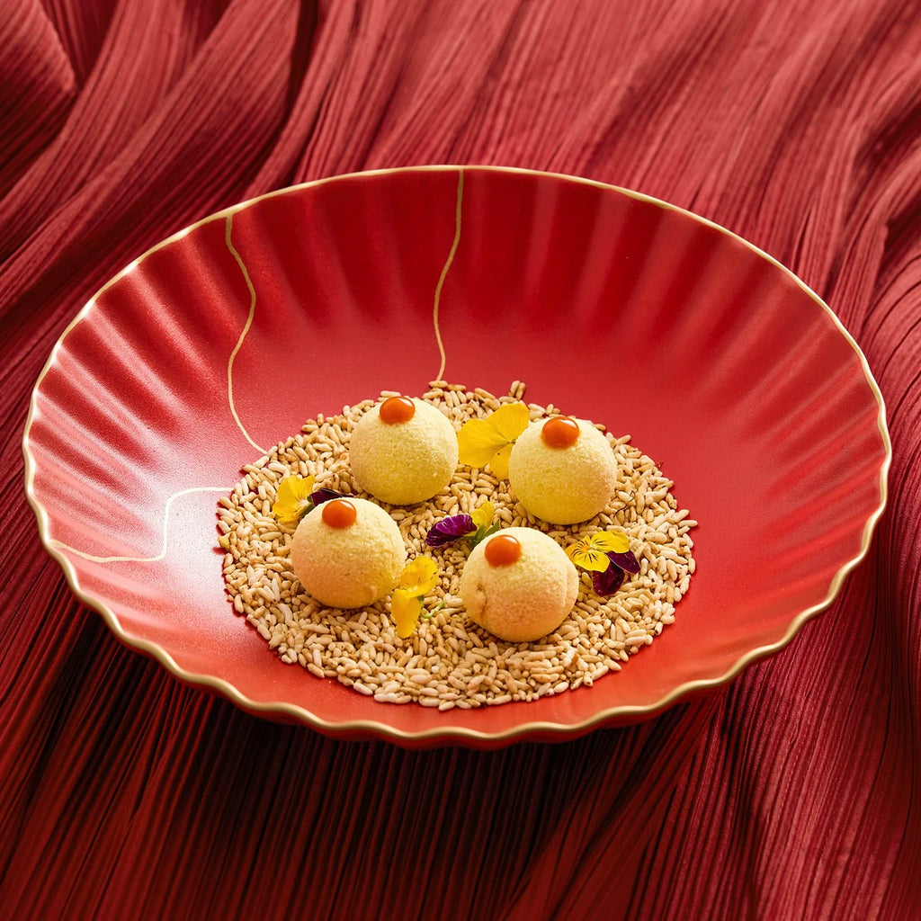 Luxury Red Ceramic Serving Bowl with Golden Rim – 9" / 10.5" / 11.5"