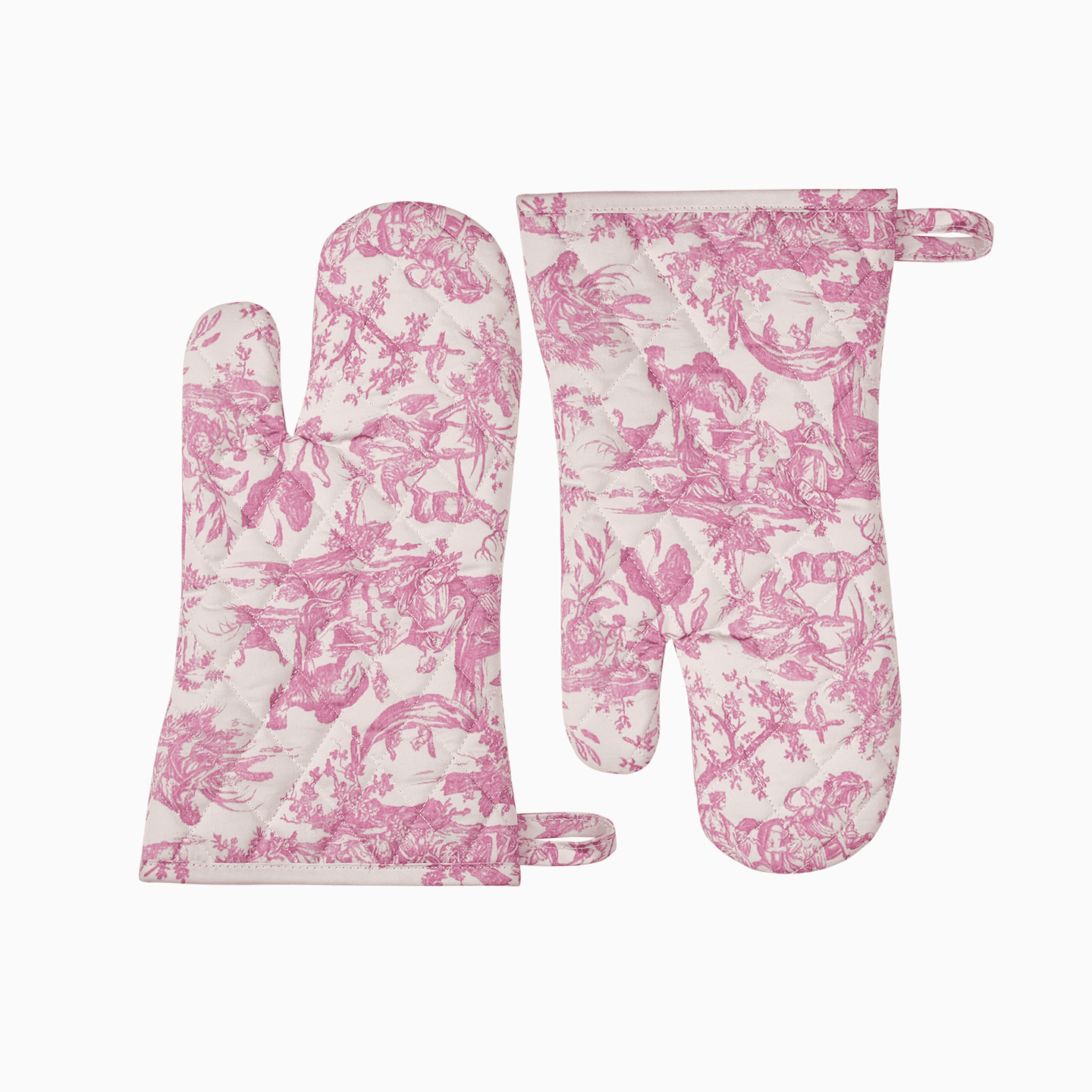 French Toile de Jouy Premium Cotton Oven Mitts