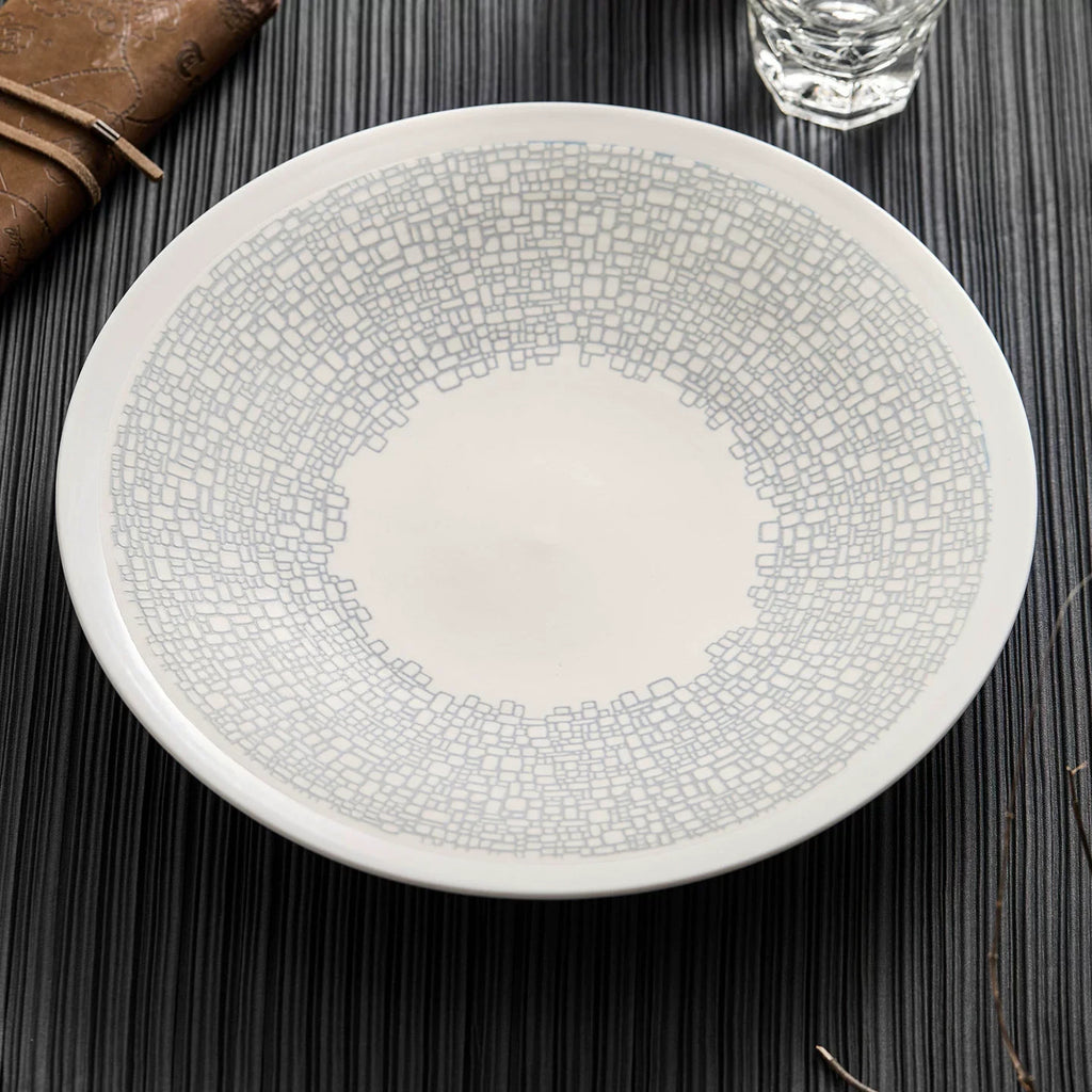 Artisanal Mosaic Pattern Shallow Pasta & Soup Plate – Pebble Series
