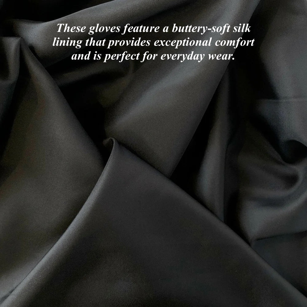 Sofia (cashew) - Italian lambskin leather gloves with silk lining