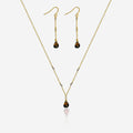 Smoky Quartz & Akoya Pearl Jewelry Set | Earrings & Necklace | 14K Gold