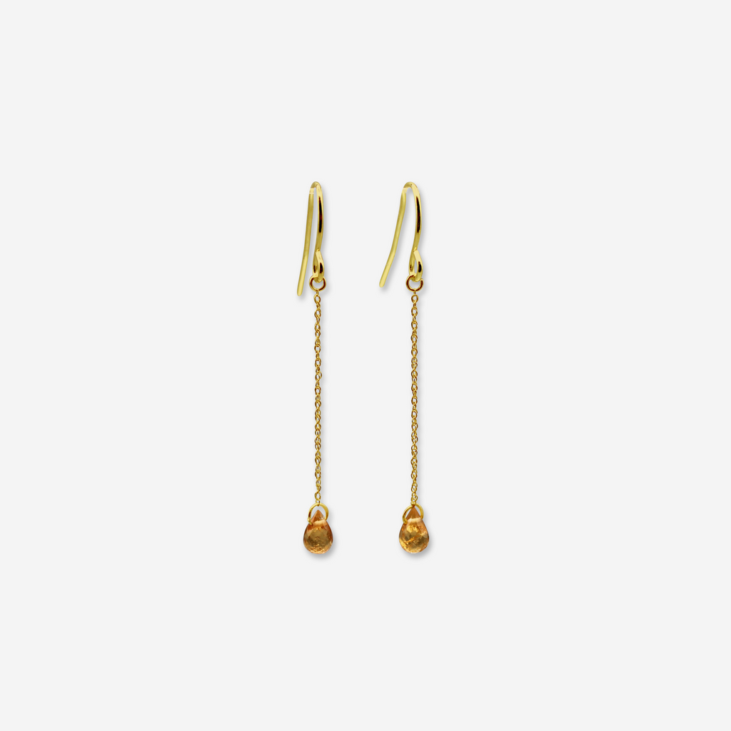 Spessartite Garnet Drop Earrings | 14K Gold