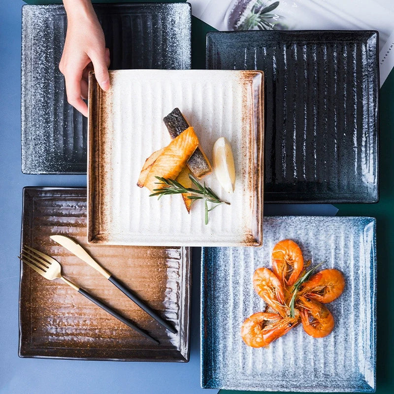 Textured Square Presentation Plate — Modern Fine Dining Statement Piece