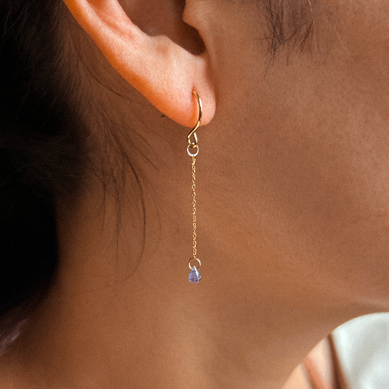 Tanzanite Drop Earrings | 14K Gold Fine Jewelry