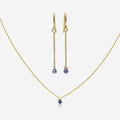 Tanzanite Drop Earrings & Necklace Set | 14K Gold