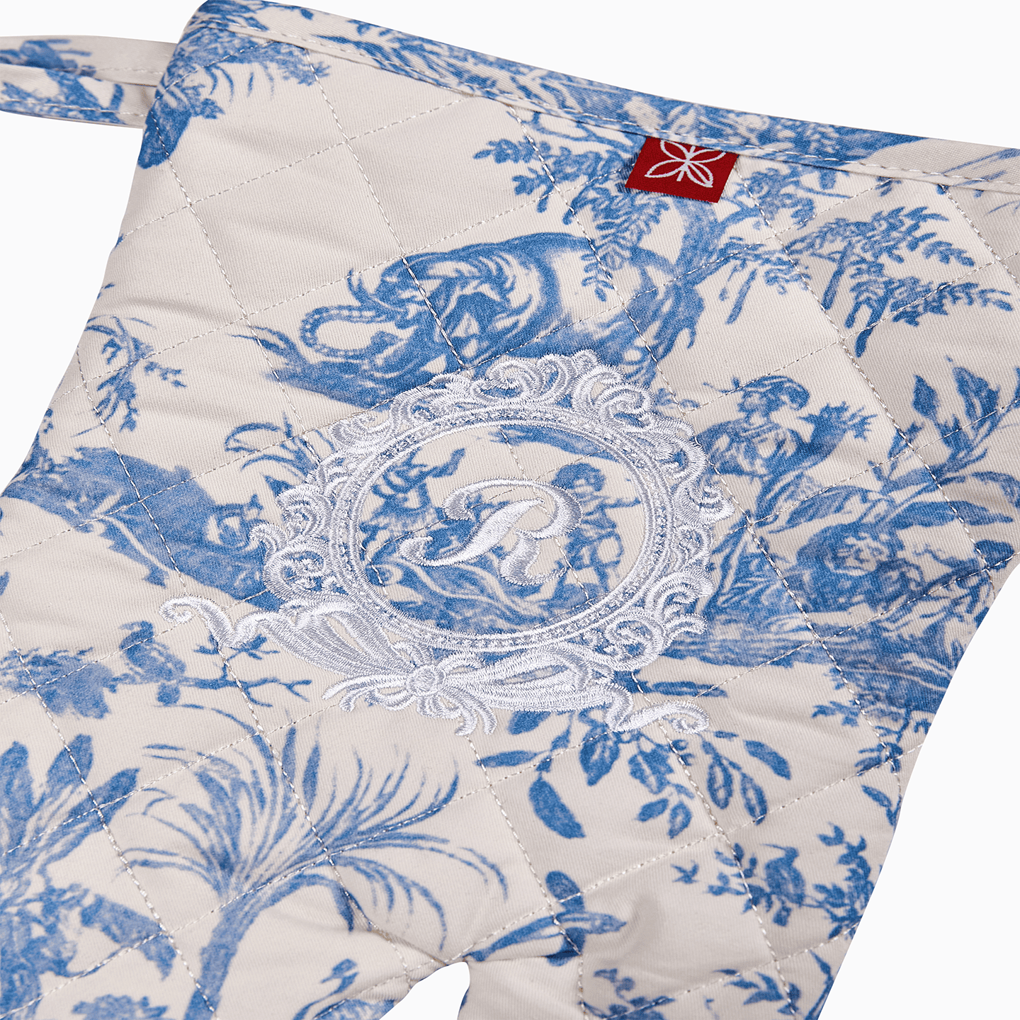 French Toile de Jouy Premium Cotton Oven Mitts