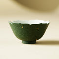 Handmade Green Ceramic Teacup with Scalloped Rim – 50ml Traditional Chinese Tea Cup