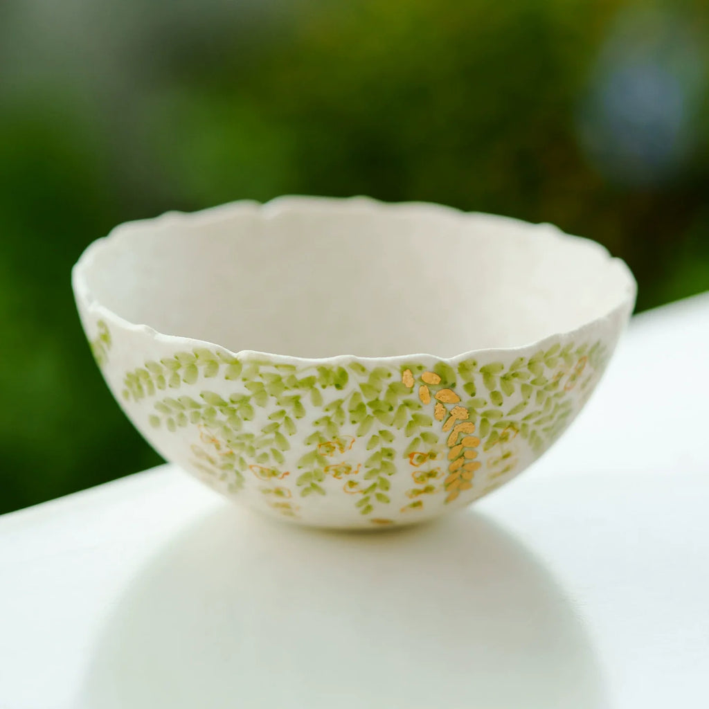 Handmade Ceramic Teacup with Green Leaf Design – 85ml Traditional Chinese Tea Cup