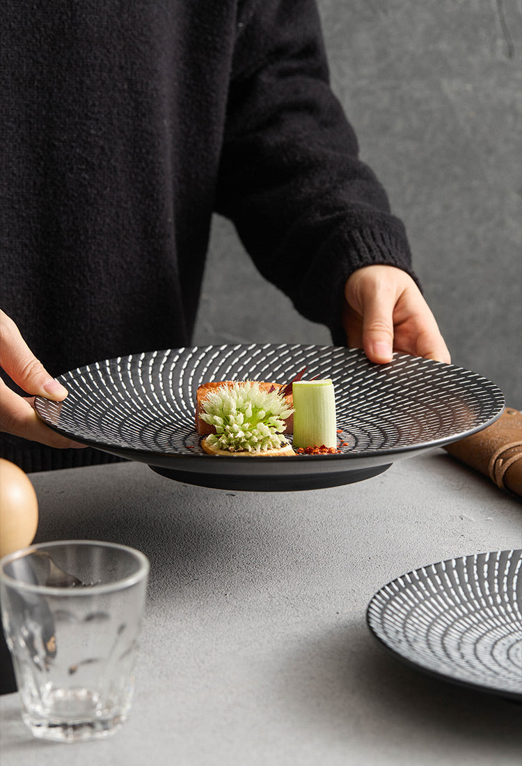 Meteor Shower Ceramic Plate - Elegant Light Luxury Round Dinner and Salad Plate