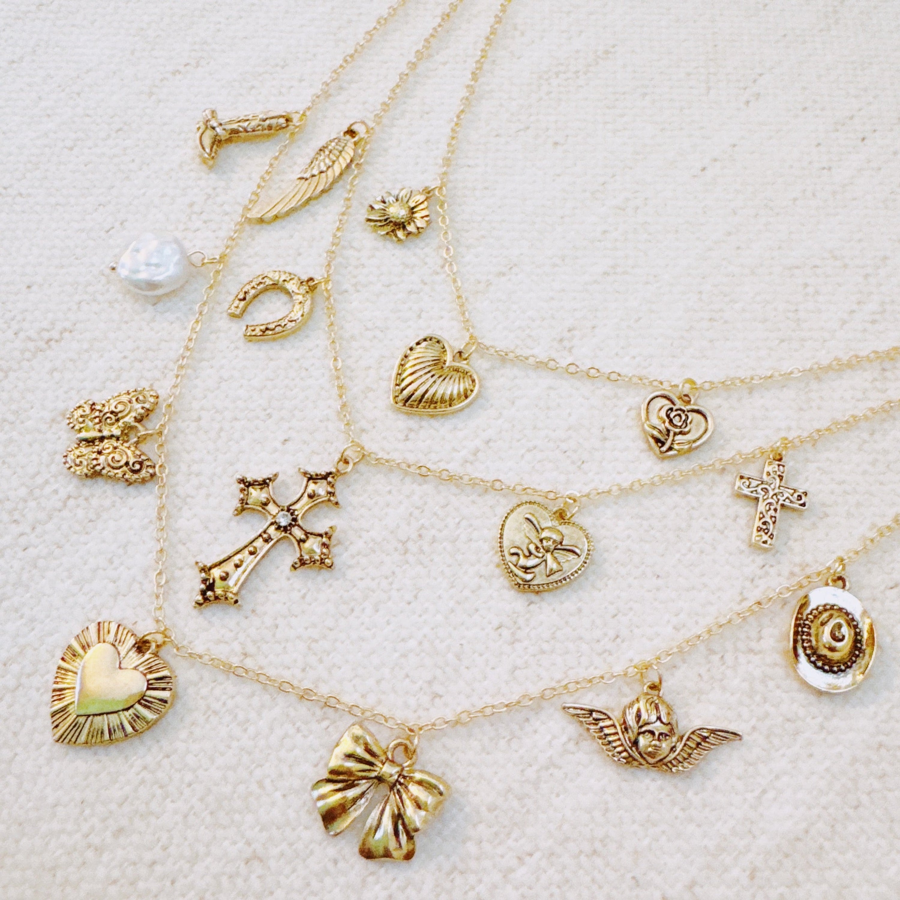 Vintage Charm Triple Layered Necklace - Gold Layered Necklace and Extender