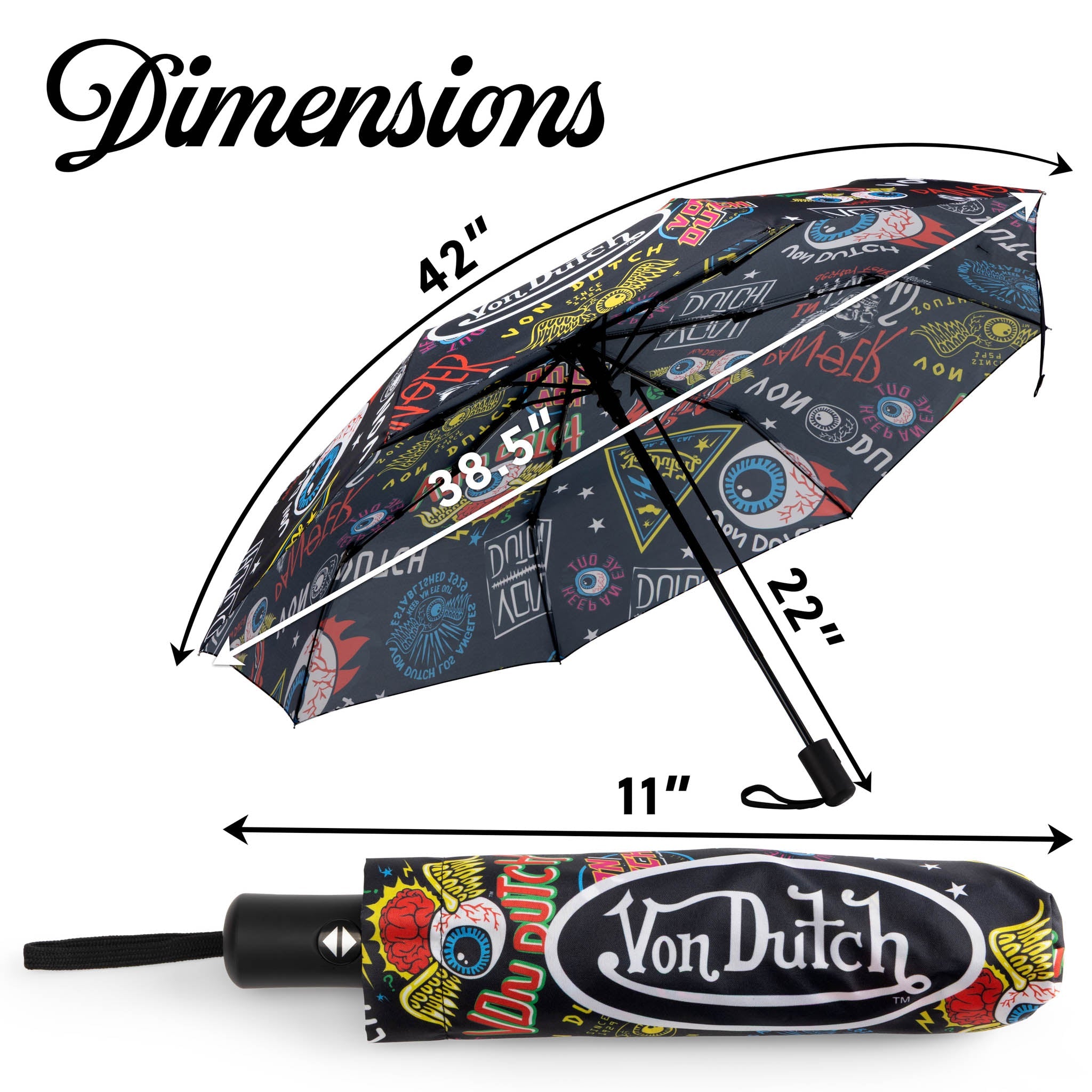 Jax Black Compact Automatic Umbrella, Strong & Portable