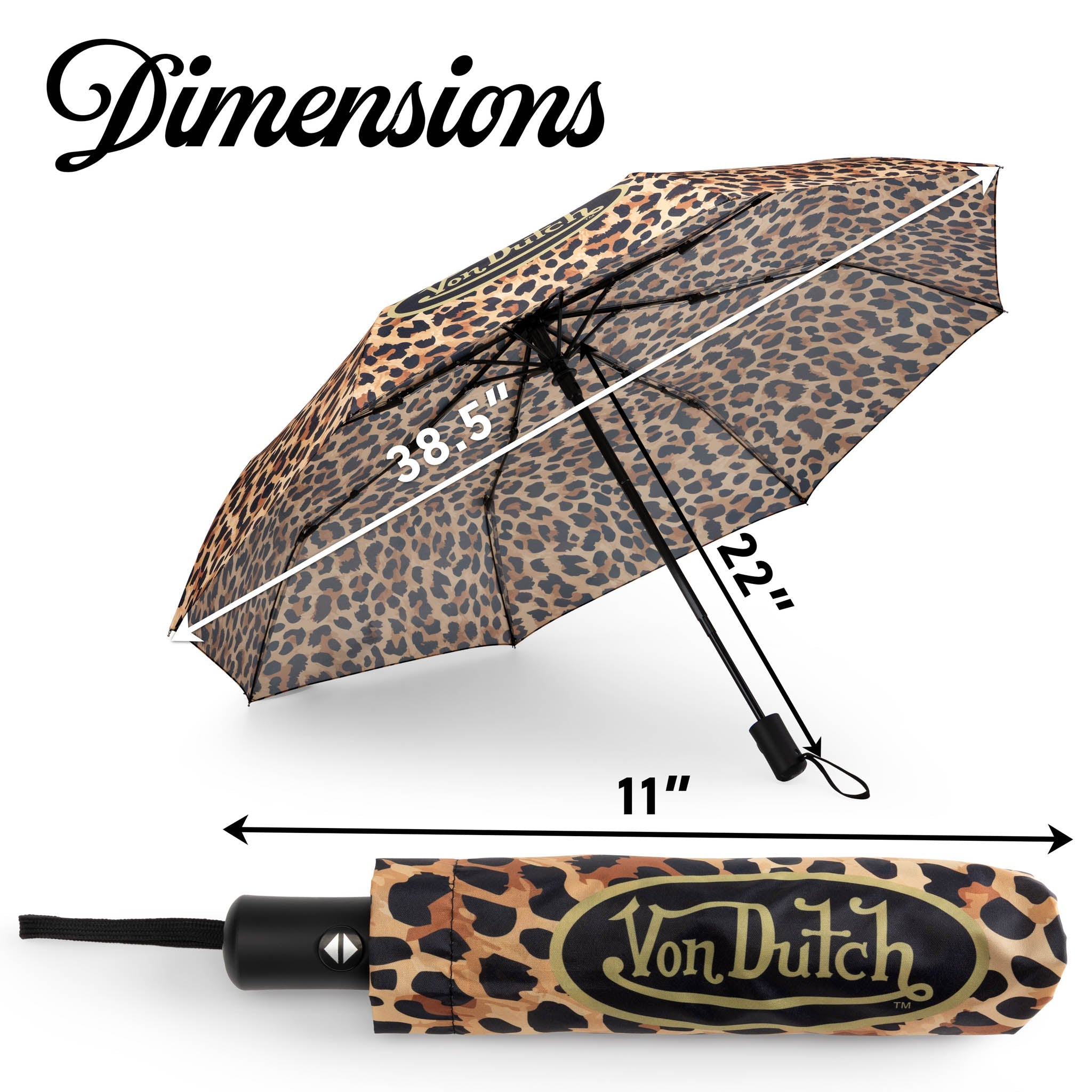 Leopard Compact Automatic Umbrella, Strong & Portable