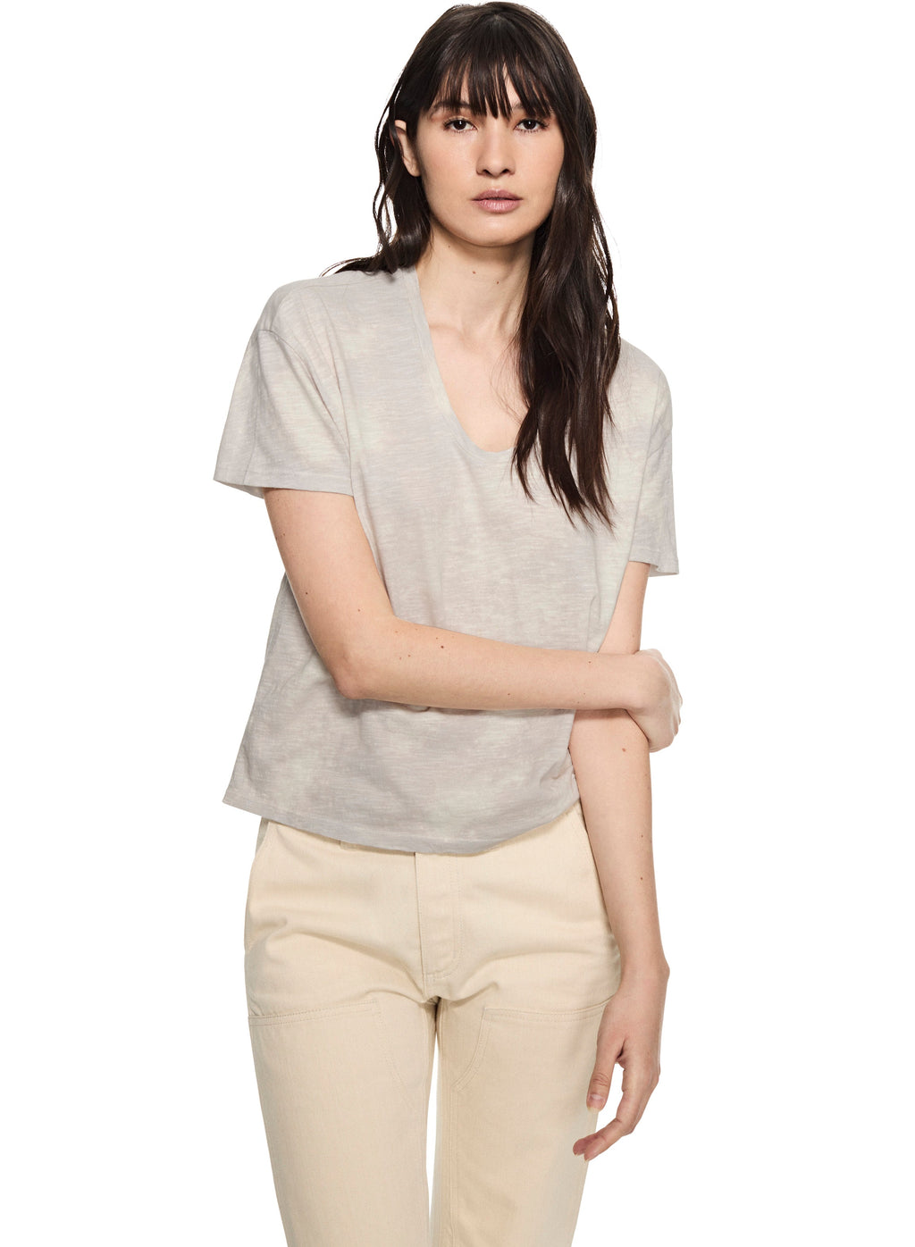 Jersey Scoop-Neck Tee (Pearl Grey)