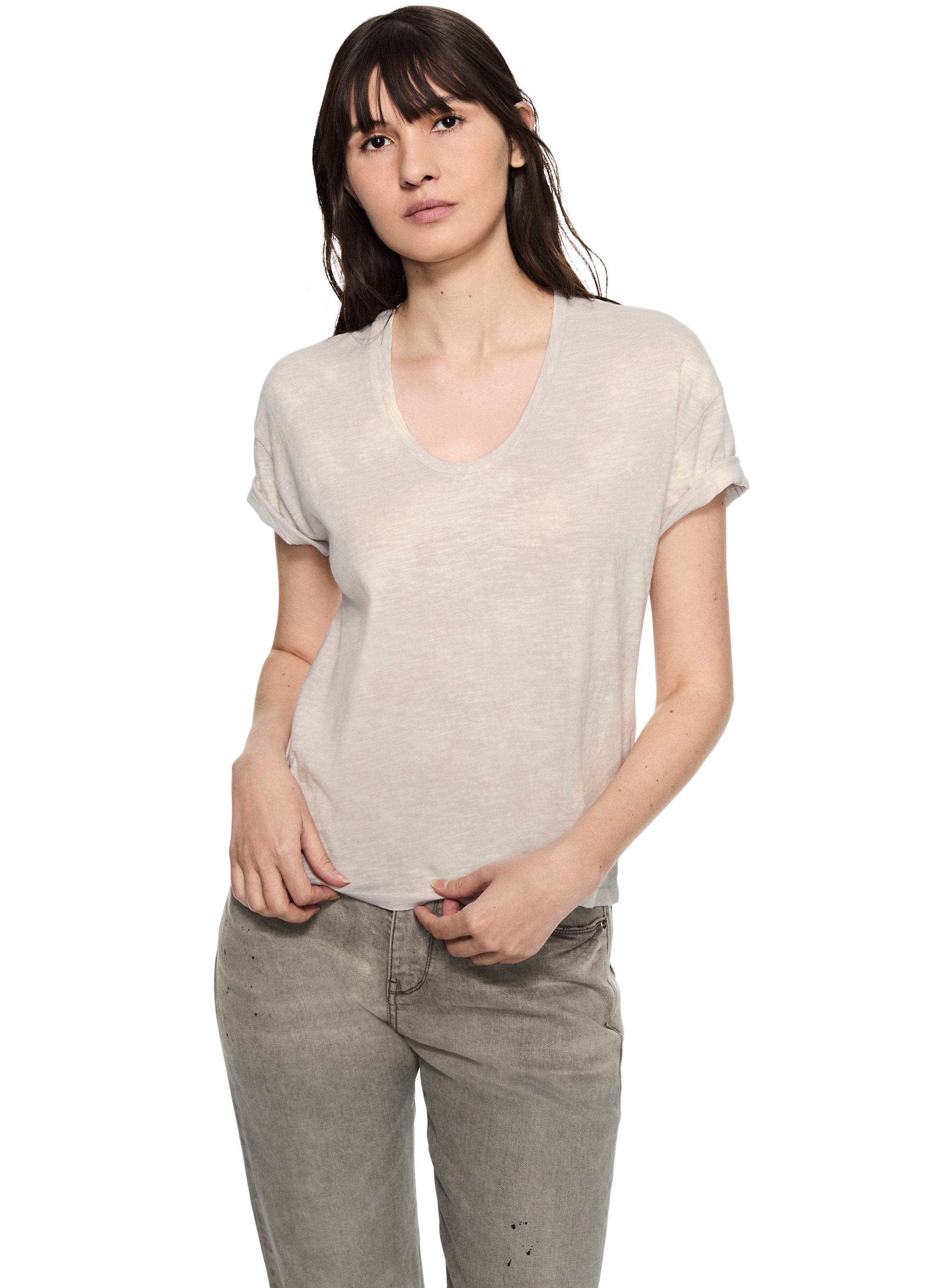 Jersey Scoop-Neck Tee (Pearl Grey)