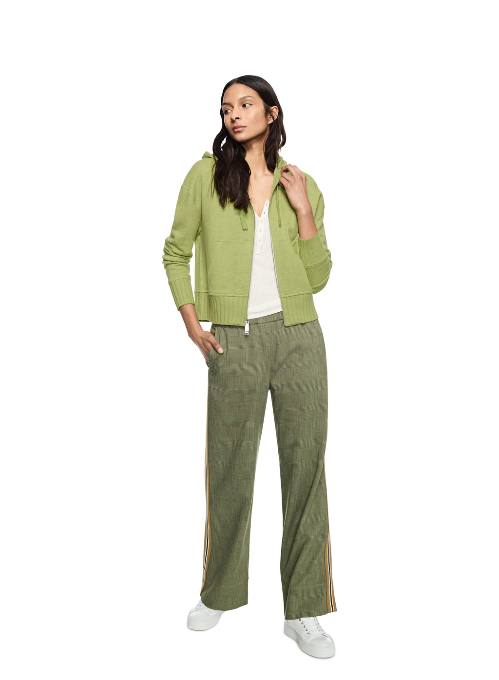 Cropped Zip-up Hoodie (Green Heather)