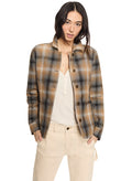 Linen-Blend Shadow Plaid Task Jacket