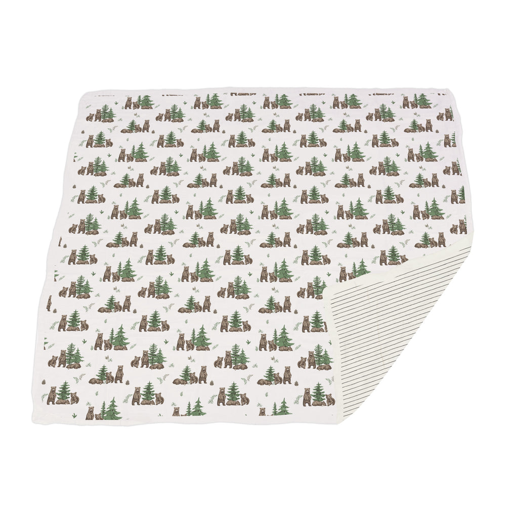 Wilderness Bear & Pencil Stripe Bamboo Newcastle Blanket