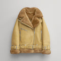 Women Light Brown RAF Aviator  Styled Sheepskin Shearling Leather Jacket