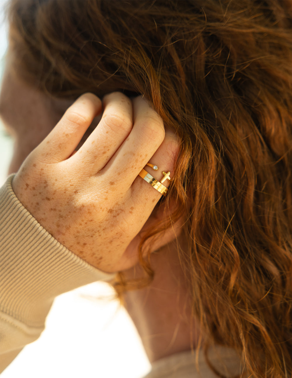 Wrapped Cross Gem Ring