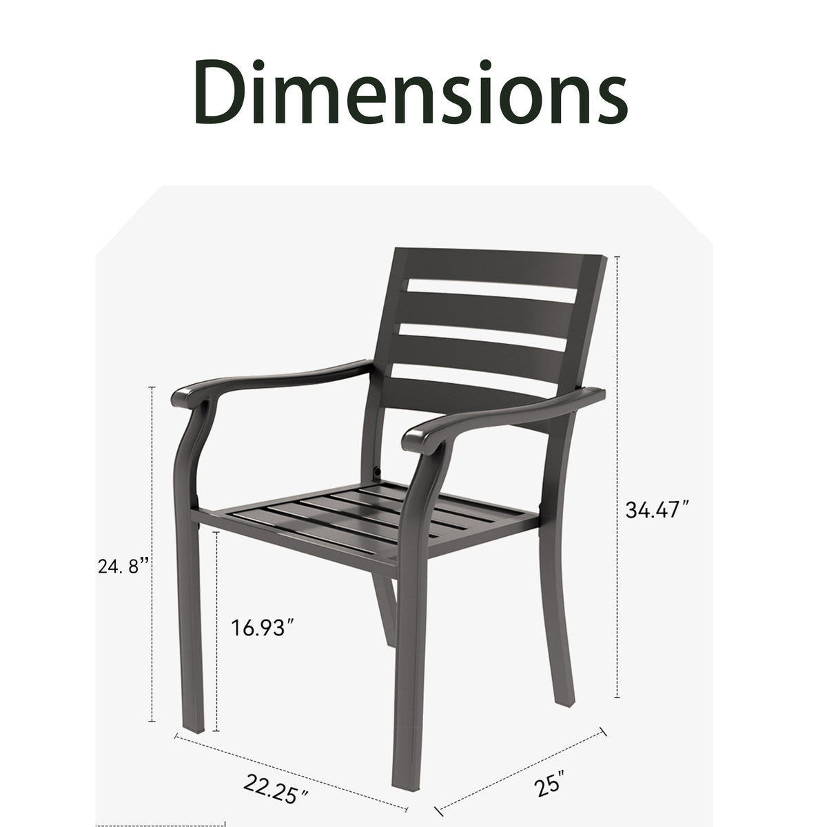 Iron Terrace Dining Chairs with Weather-Resistant Coating - Black