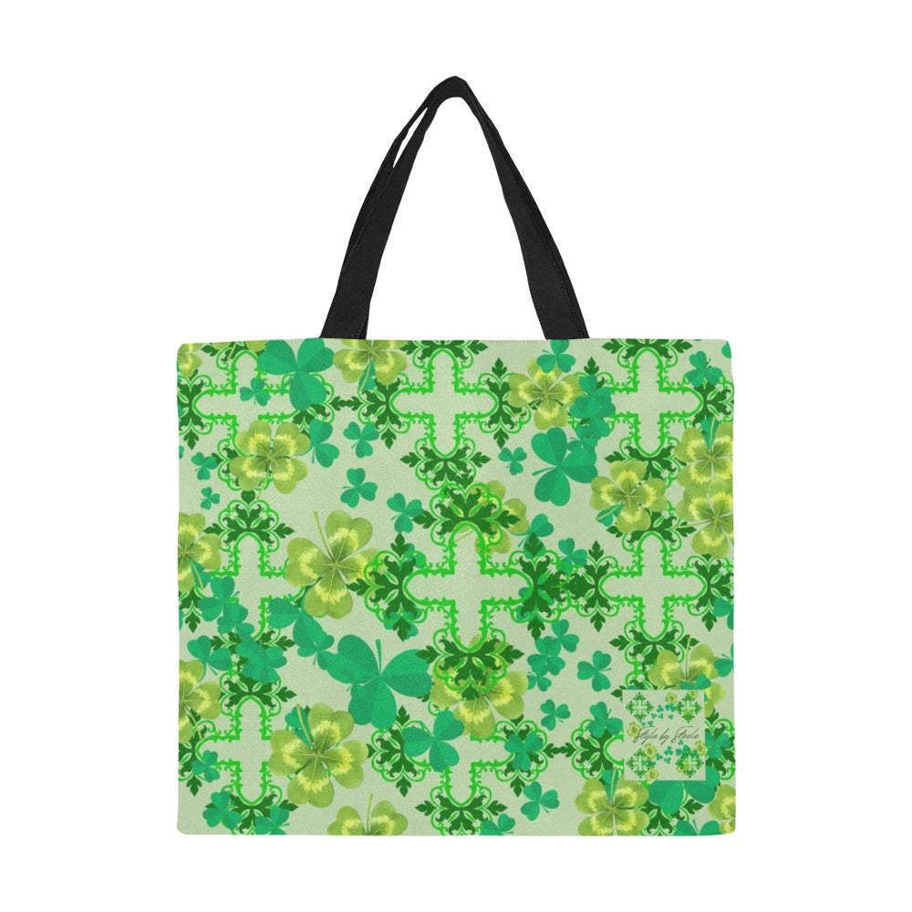 Clover and Celtic Crosses Large Tote - Back Alley Exclusive