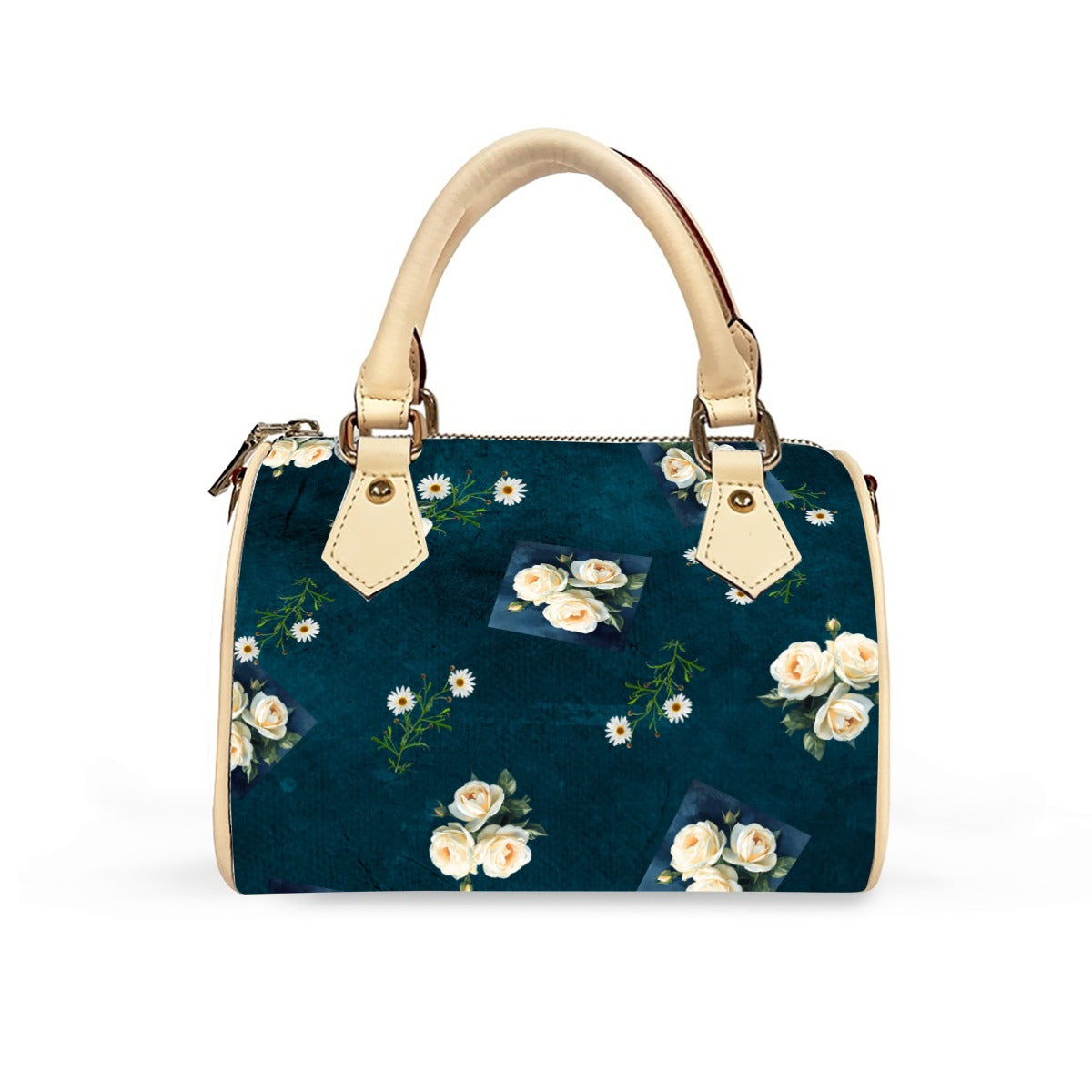 Floribunda and Indigo - Barrell Handbag -Dark