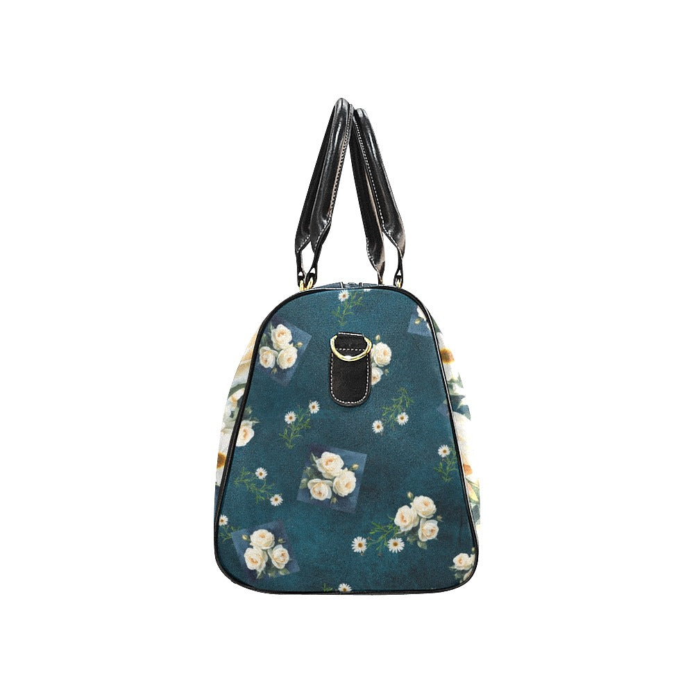 Cream Roses on Navy Large Travel Bag — Back Alley Exclusive