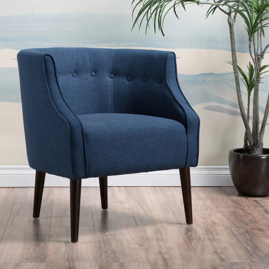 Contemporary Upholstered Club Chair with Button Tufting - Blue, Light Blue, Green, Beige