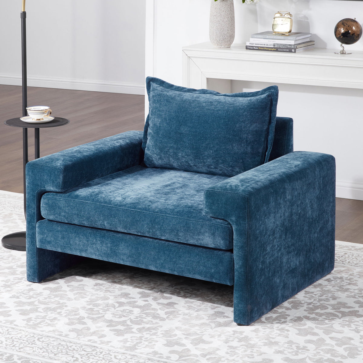 Upholstered Accent Chair With Wide Armrests And Ergonomic Back Support
