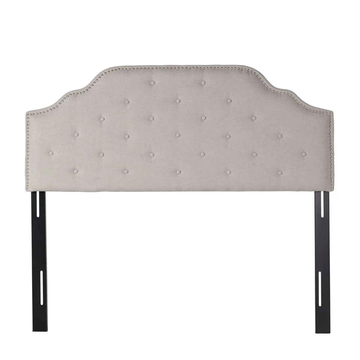 Luella Button Tufted Upholstered Headboard with Fabric Finish – Queen, Beige, Gray, Dark Gray